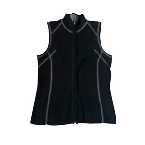 Eddie Bauer Womens Small Black Lambs Wool Blend Full Zip Vest